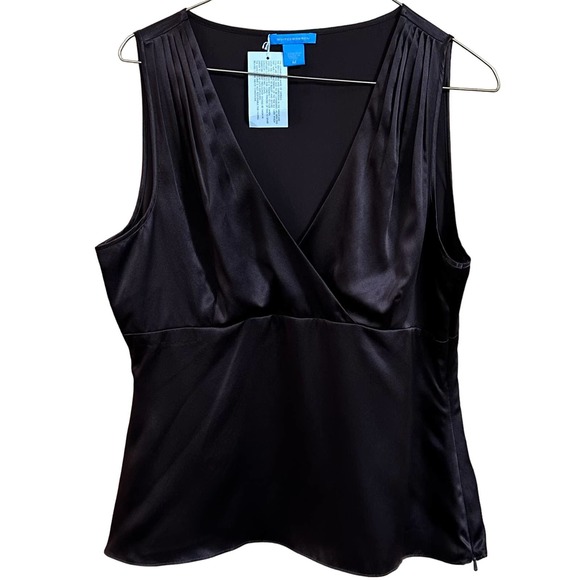 White + Warren Tops - NWT, White & Warren Women’s Sz Medium Brown Sleeveless 100% Silk Blouse